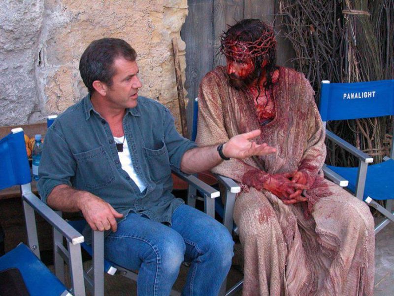 Mel Gibson y Jim Caviezel durante el rodaje de “La Pasión de Cristo”